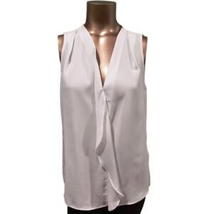 Kenneth Cole NY‎ Sleeveless Lightweight Top with Ruffle, White, Sz S NWT